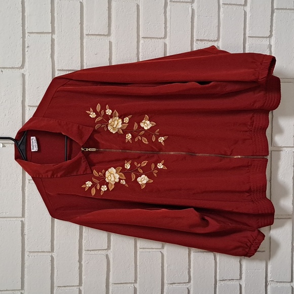 Bon Worth Burnt Orange  Floral Detail Zip Up Jacket. Size XL Petite - Picture 1 of 8